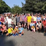Group of people getting ready to hike